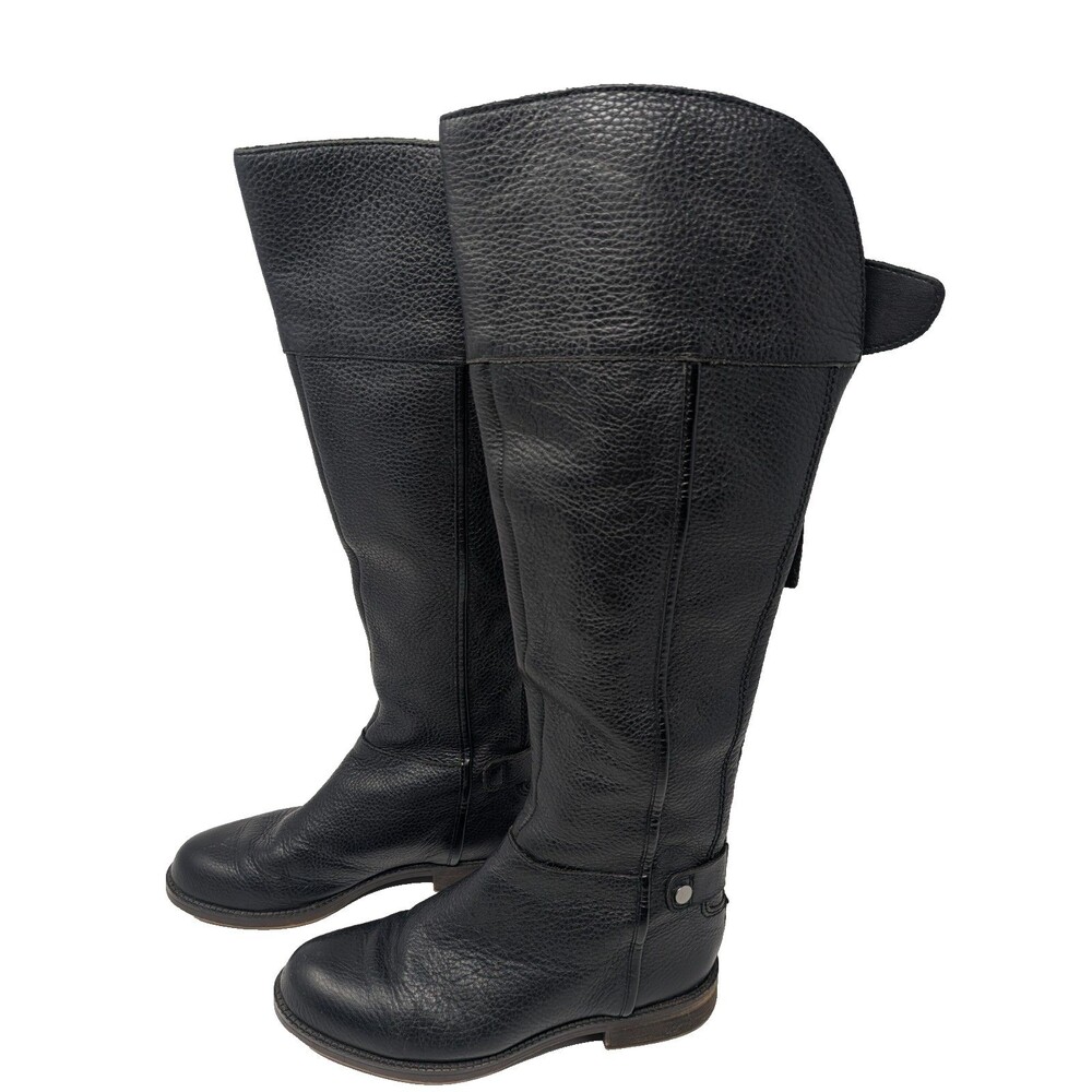 Franco Sarto Christine Black Leather Over-Knee Riding Boots Sz 5.5 Equestrian